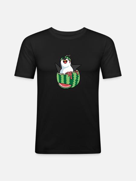 Melon Penguin Fruit Merchant Gift - Men's Slim Fit T-Shirt - black