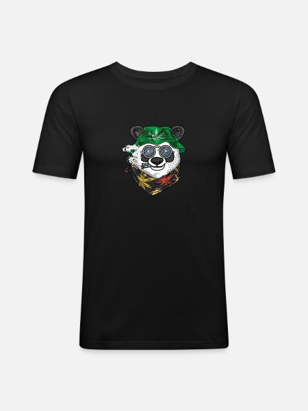Panda Rasta Smoking Gift - Men's Slim Fit T-Shirt - black