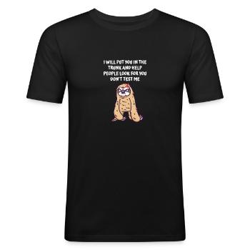 Je vais te mettre dans la valise, teste-moi ni - T-shirt près du corps Homme - noir - Devant - Nik (191cm)