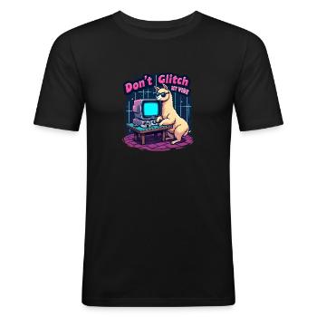 Don't Glitch my Vibe - Retro Gaming Alpaka - Männer Slim Fit T-Shirt - Schwarz - Vorne - Nik (191cm)
