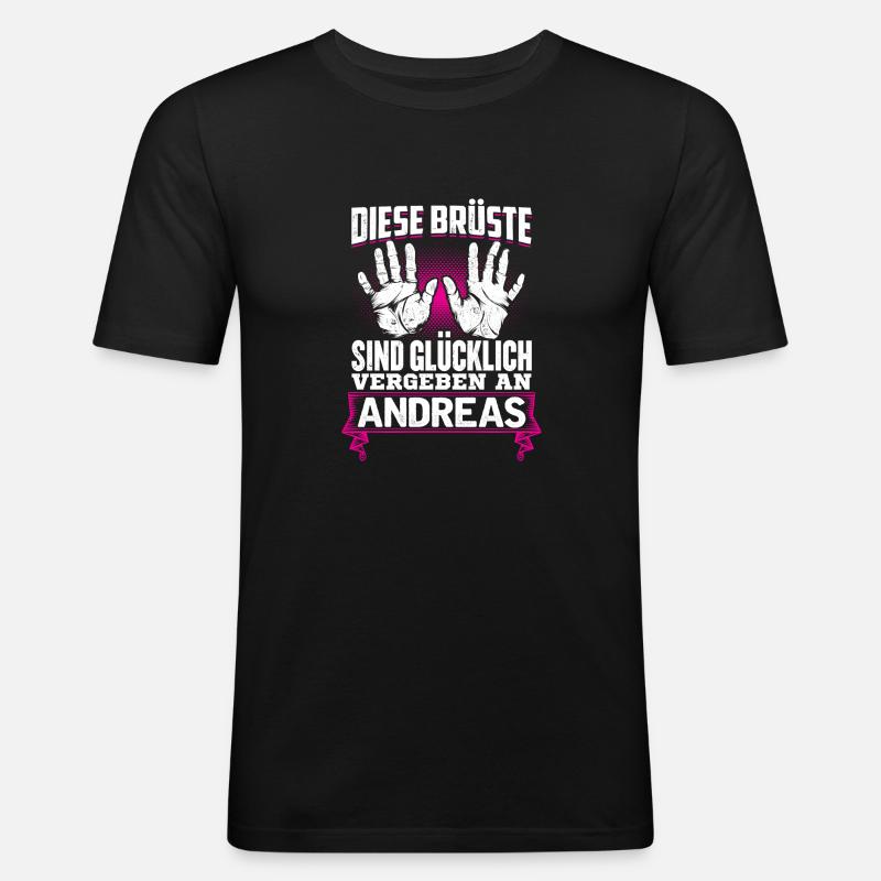 ANDREAS - Brüste Geschenk - Männer Slim Fit T-Shirt - Schwarz