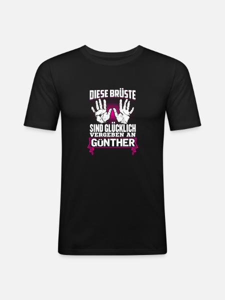 GÜNTHER - Brüste - Männer Slim Fit T-Shirt - Schwarz