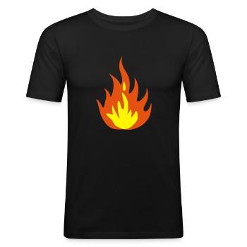 fire - Männer Slim Fit T-Shirt - Schwarz - Vorne - Nik (191cm)