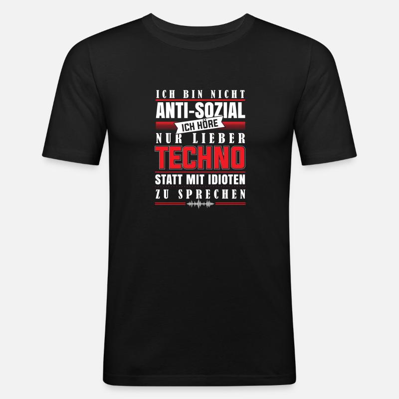 techno - Ich höre Techno - Männer Slim Fit T-Shirt - Schwarz