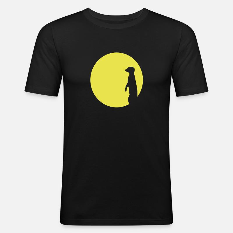 erdmaennchen mond - Männer Slim Fit T-Shirt - Schwarz
