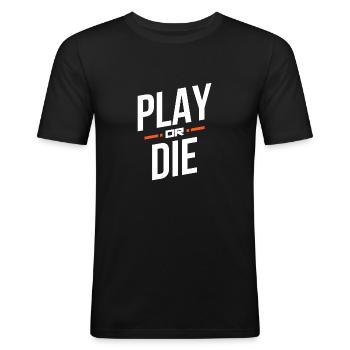 Jouer ou mourir - T-shirt près du corps Homme - noir - Devant - Nik (191cm)