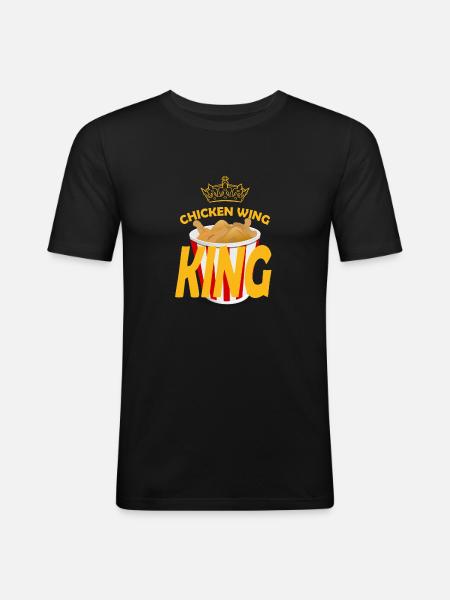 Chicken Wing King - Männer Slim Fit T-Shirt - Schwarz