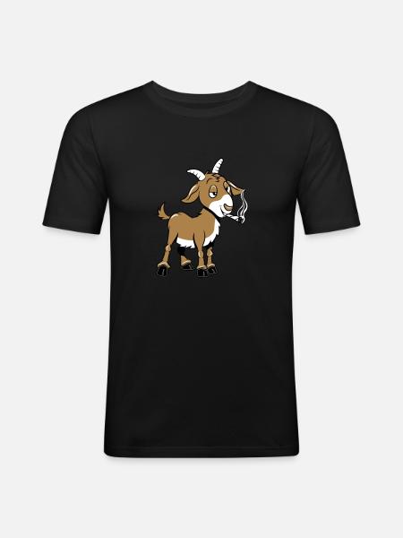 Ziege kiffen joint - Männer Slim Fit T-Shirt - Schwarz