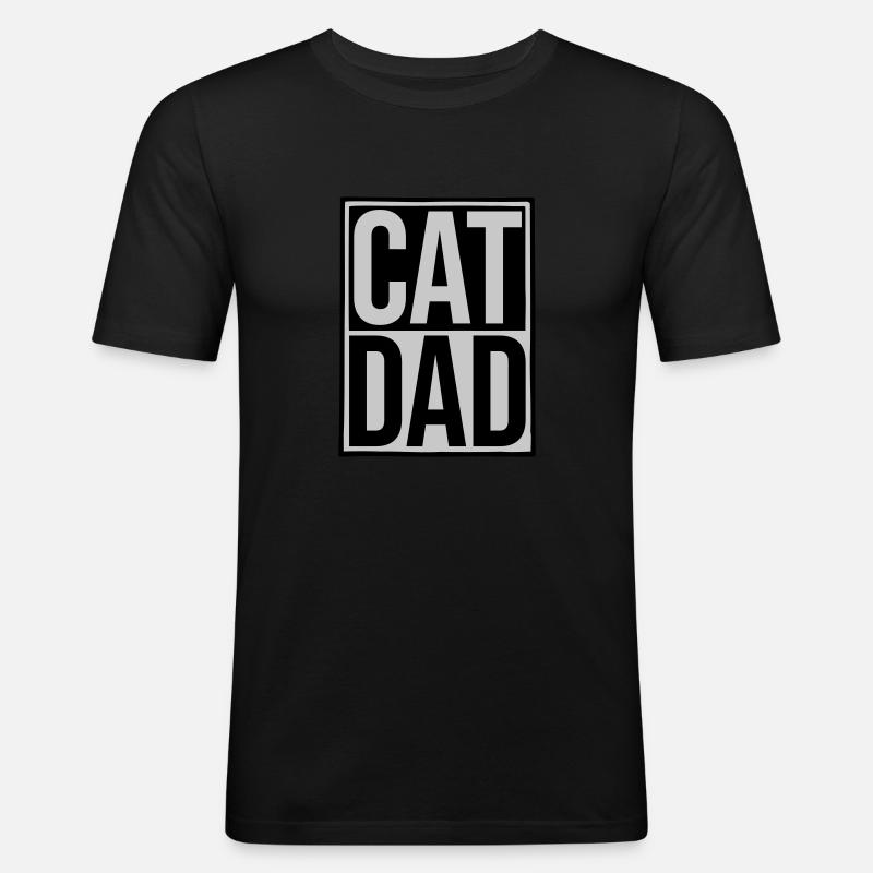 Schild Cat Dad Logo - Männer Slim Fit T-Shirt - Schwarz