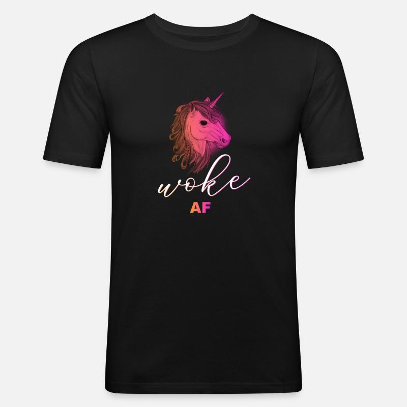 Autodérision : WOKE - T-shirt près du corps Homme - noir