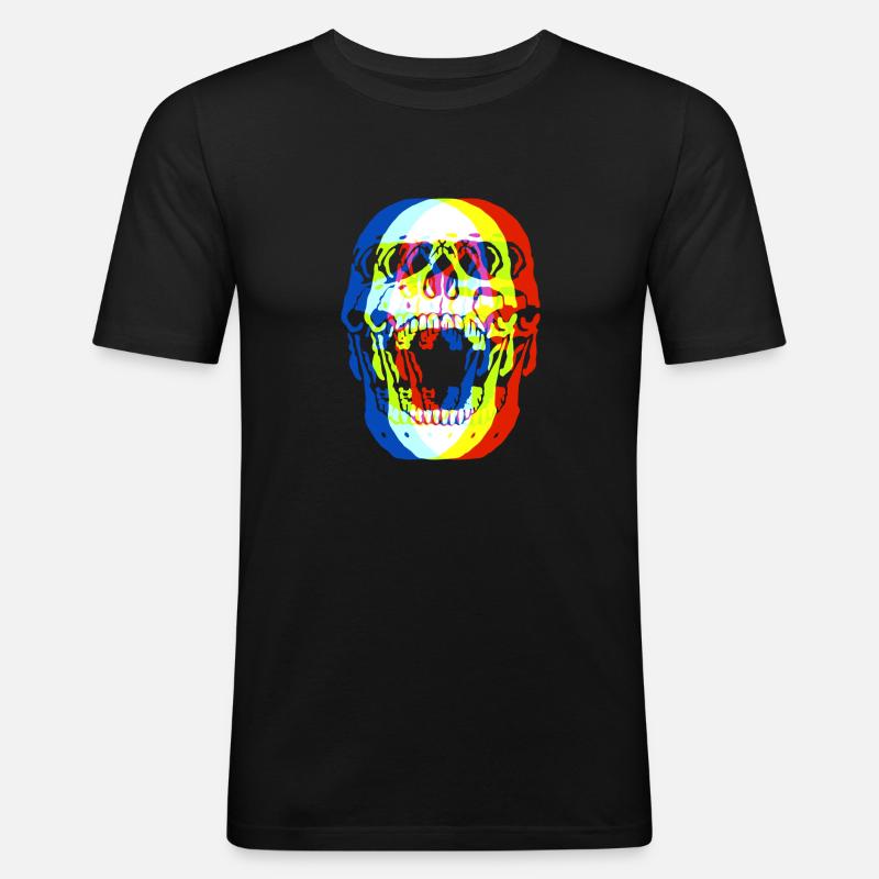Schädel bunt - Männer Slim Fit T-Shirt - Schwarz