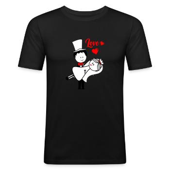 ehepaar married - Männer Slim Fit T-Shirt - Schwarz - Vorne - Nik (191cm)