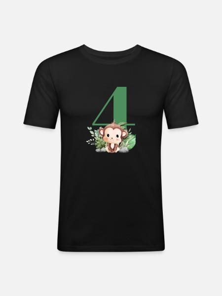 4e anniversaire singe safari - T-shirt près du corps Homme - noir