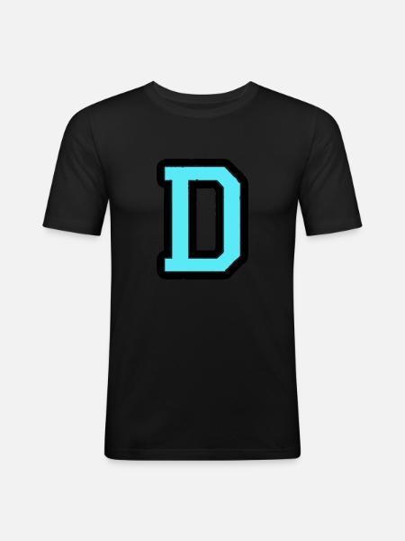 Lettre D - T-shirt près du corps Homme - noir