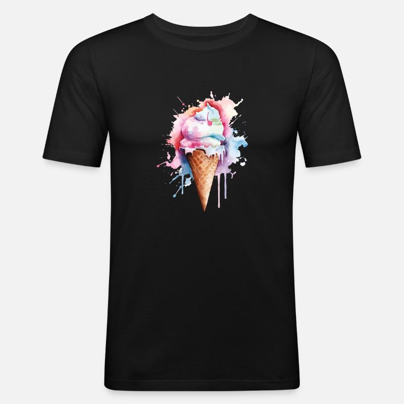 Eis Eiscreme - Männer Slim Fit T-Shirt - Schwarz