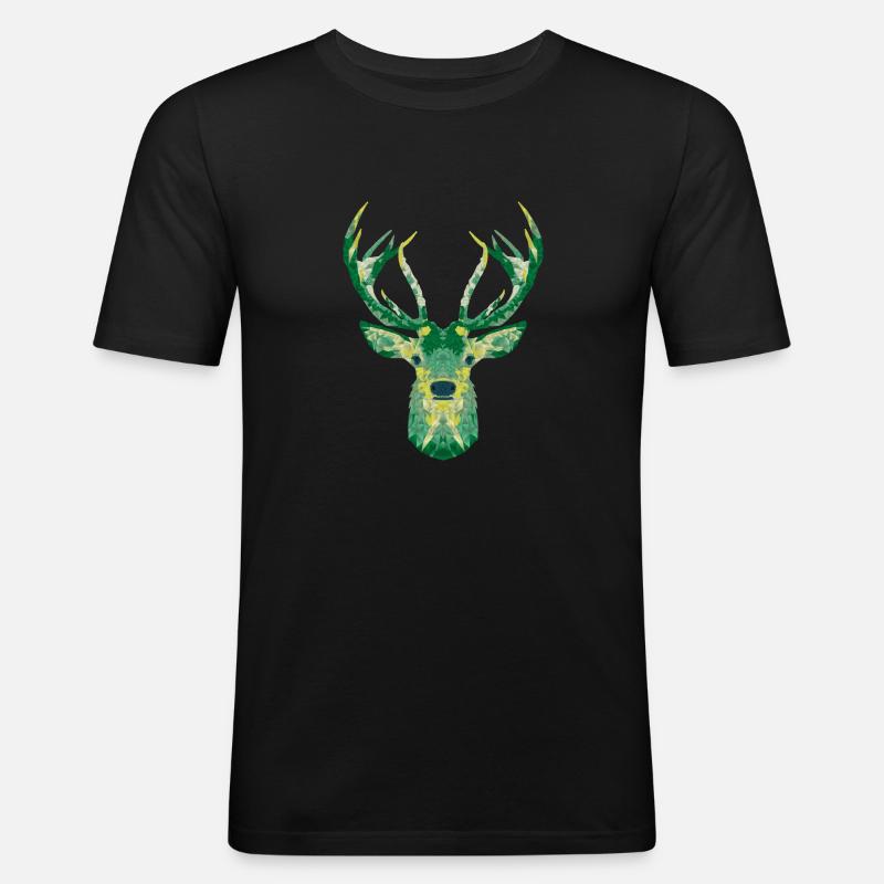Hirsche - Männer Slim Fit T-Shirt - Schwarz