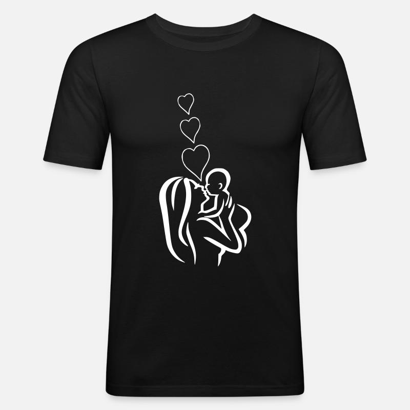 Mère avec bébé - T-shirt près du corps Homme - noir