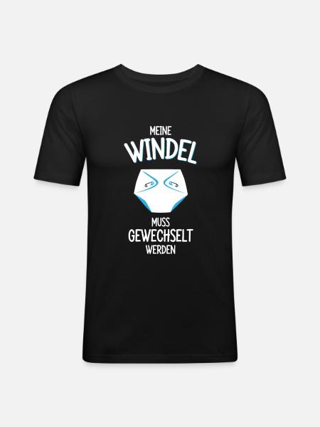 WINDEL FETISCH SPRUCH - Männer Slim Fit T-Shirt - Schwarz
