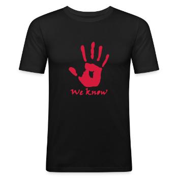 We know - Men's Slim Fit T-Shirt - black - Front - Nik (191cm)