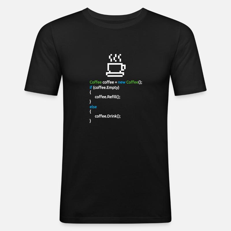 Coffe Code - Männer Slim Fit T-Shirt - Schwarz