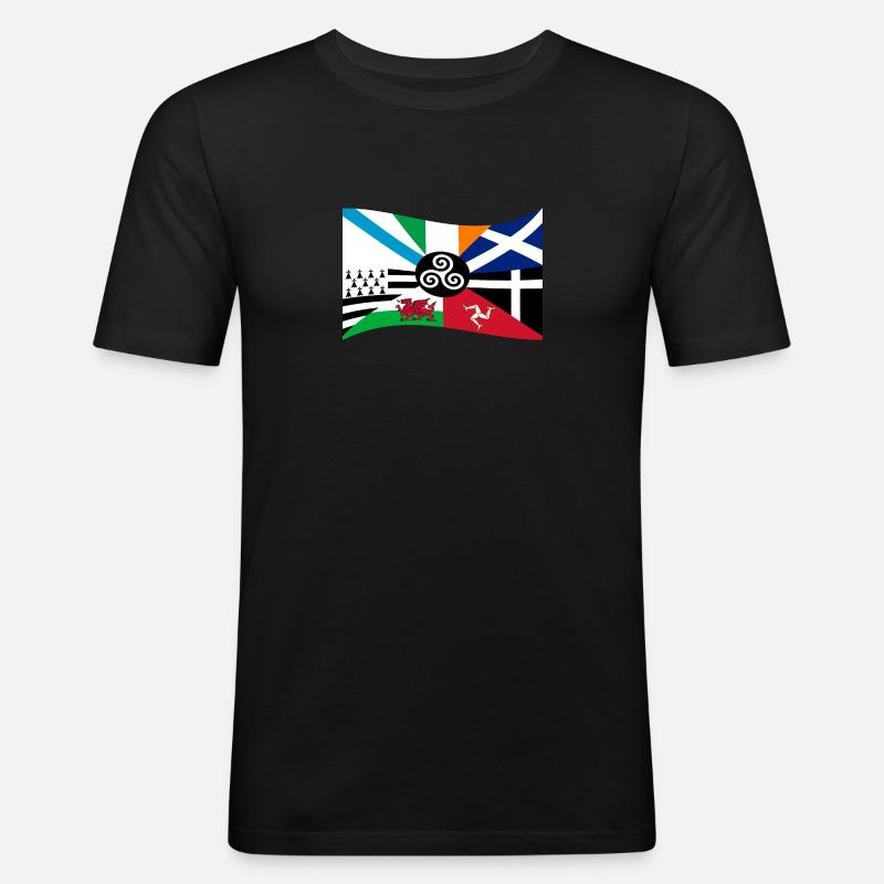 Bandeira Celtic Nations - Männer Slim Fit T-Shirt - Schwarz