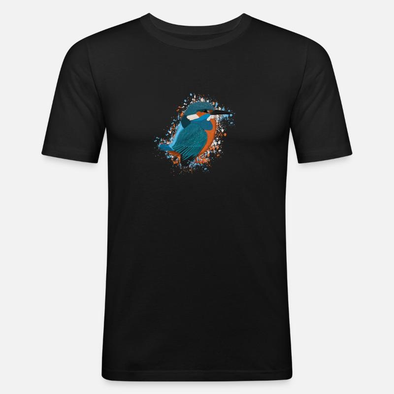 Eisvogel Vogel Vogelfreund Vogelbeobachter - Männer Slim Fit T-Shirt - Schwarz