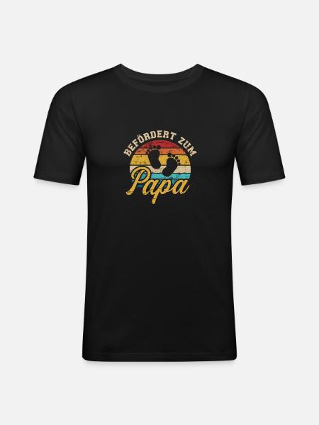 Papa - Männer Slim Fit T-Shirt - Schwarz