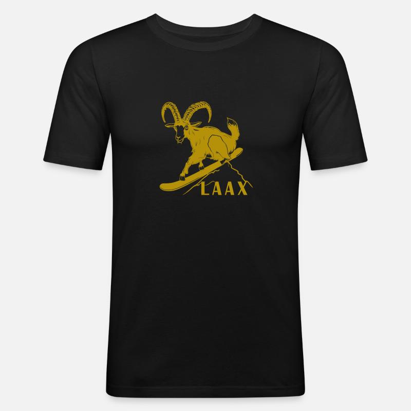 Laax Graubünden Steinbock Snowboard Suisse - T-shirt près du corps Homme - noir