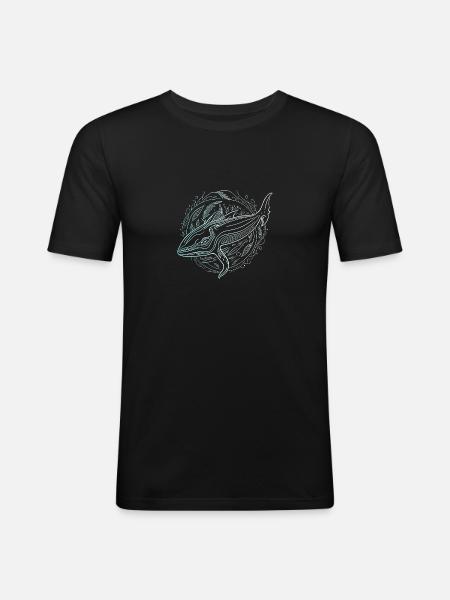 Abstrakter Wal - Männer Slim Fit T-Shirt - Schwarz