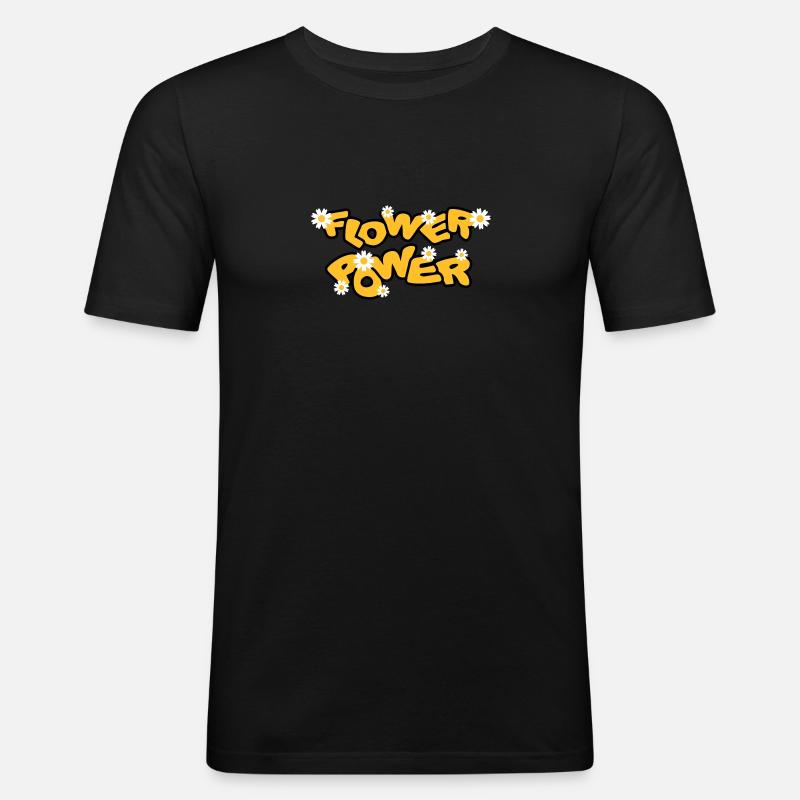 flower_power - Männer Slim Fit T-Shirt - Schwarz