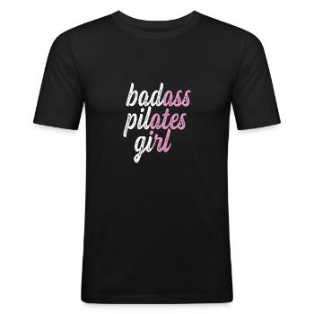 Badass Pilates Mädchen Fitnessstudio -Hasen Gesche - Männer Slim Fit T-Shirt - Schwarz - Vorne - Nik (191cm)