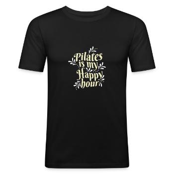 Meine Happy Hour Yogalehrer Gift - Männer Slim Fit T-Shirt - Schwarz - Vorne - Nik (191cm)