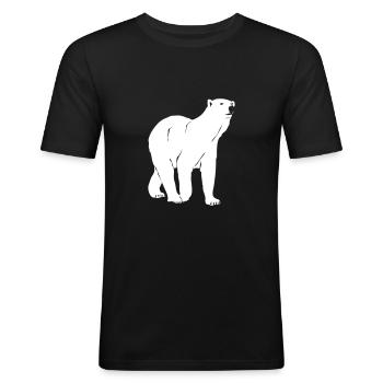 Eisbär - Polar bear - Arktis - Männer Slim Fit T-Shirt - Schwarz - Vorne - Nik (191cm)