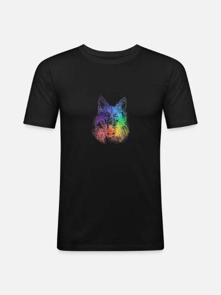 rainbow dog - Männer Slim Fit T-Shirt - Schwarz