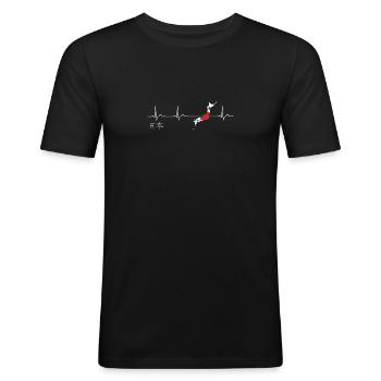 Nihon Heartbeat I Love Japan Flag - Men's Slim Fit T-Shirt - black - Front - Nik (191cm)