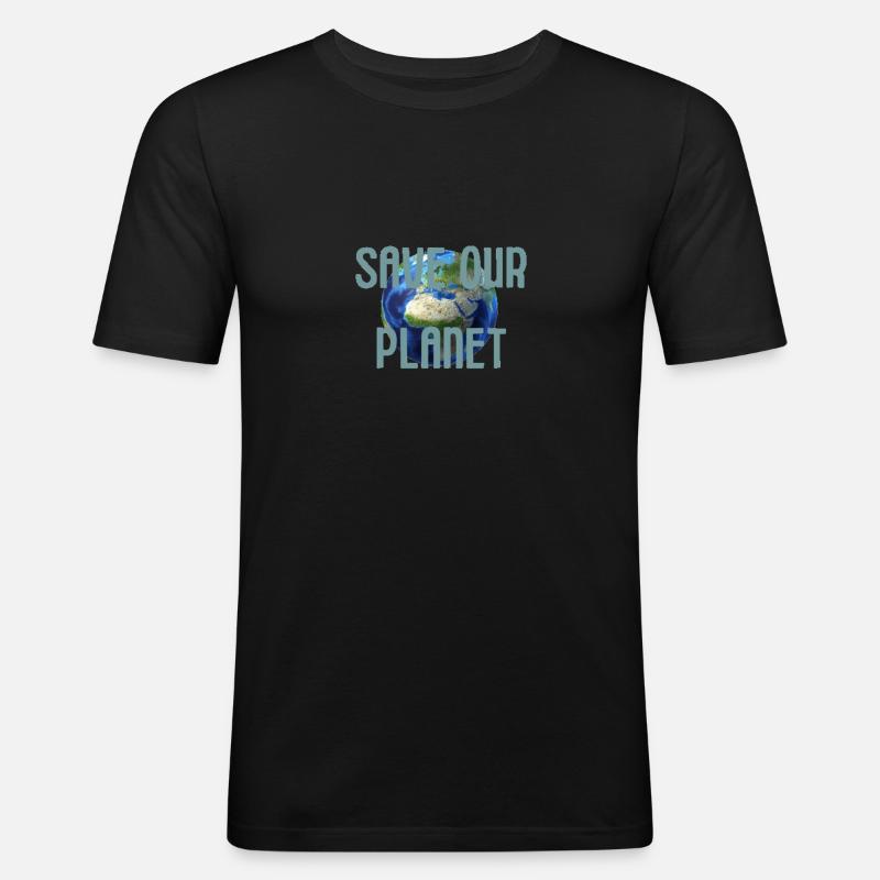 saveplanet - Männer Slim Fit T-Shirt - Schwarz
