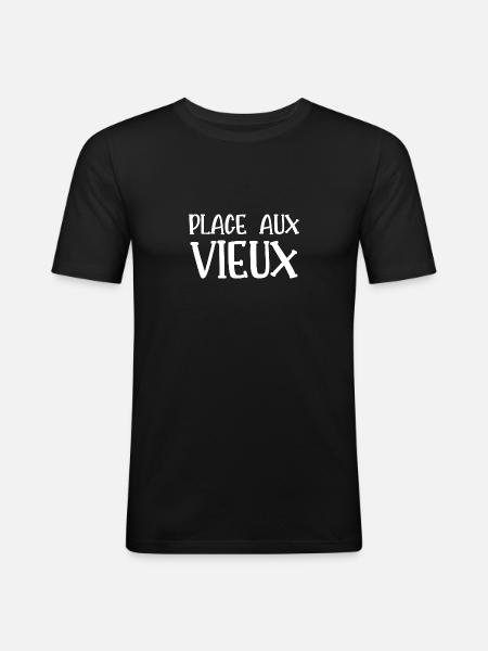 place aux vieux - T-shirt près du corps Homme - noir