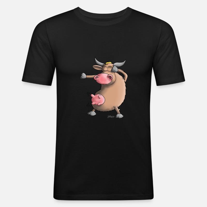 Funny Dab Dance - Cow - Dancing - Men's Slim Fit T-Shirt - black