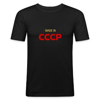 Fabriqué en URSS СССР - T-shirt près du corps Homme - noir - Devant - Nik (191cm)