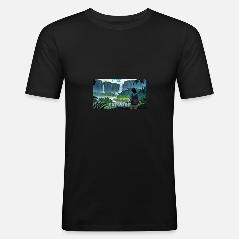 Explore Jungle - Männer Slim Fit T-Shirt - Schwarz