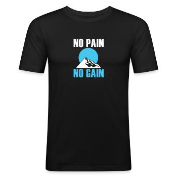 pas de douleur pas de gain - T-shirt près du corps Homme - noir - Devant - Nik (191cm)