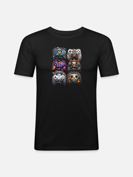Funny Halloween Gaming Controller Set - Men's Slim Fit T-Shirt - black