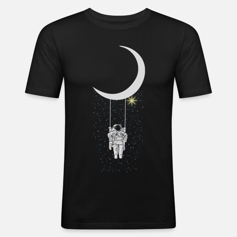 Astronaut - Männer Slim Fit T-Shirt - Schwarz
