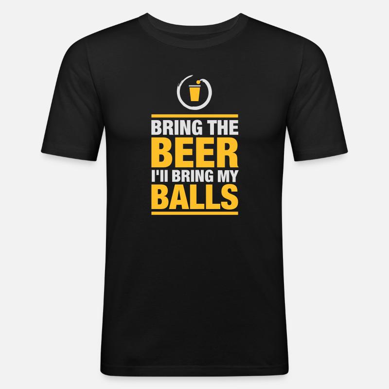 Bier Pong Bier bringen - Männer Slim Fit T-Shirt - Schwarz