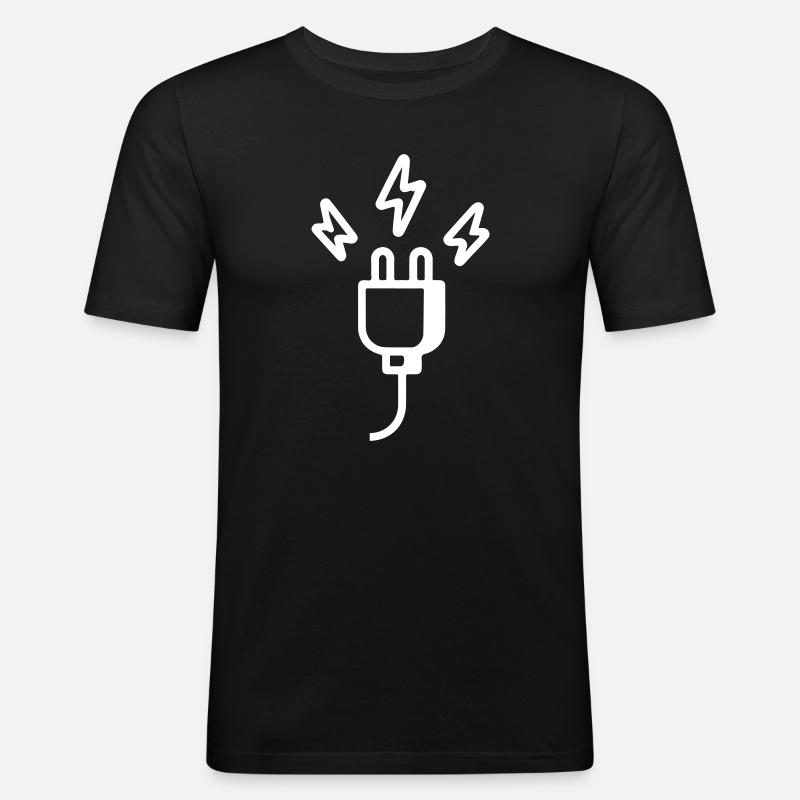 Strom Stecker Symbol - Männer Slim Fit T-Shirt - Schwarz