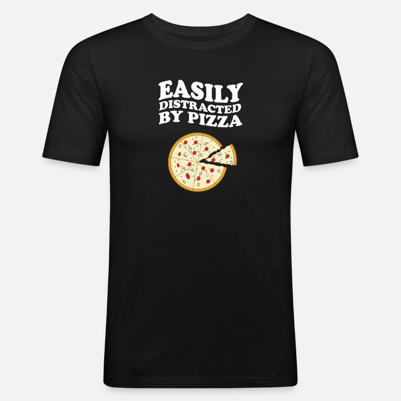 Easily Distracted By Pizza - Men's Slim Fit T-Shirt - black