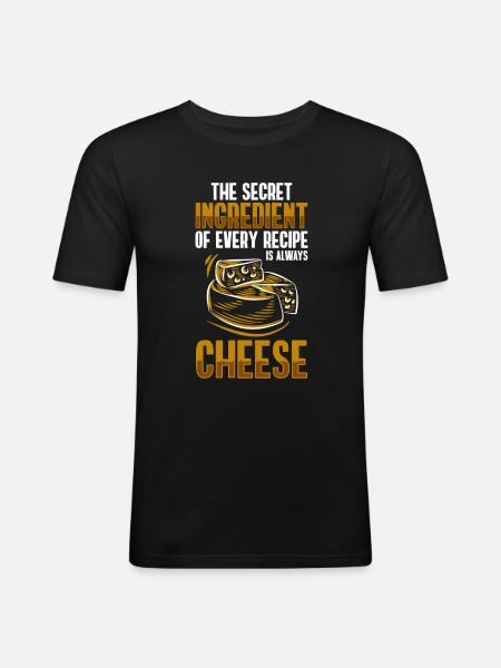 Käse Lecker Lebensmittel - Männer Slim Fit T-Shirt - Schwarz
