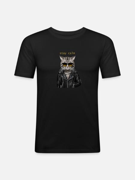 bleib locker - Männer Slim Fit T-Shirt - Schwarz