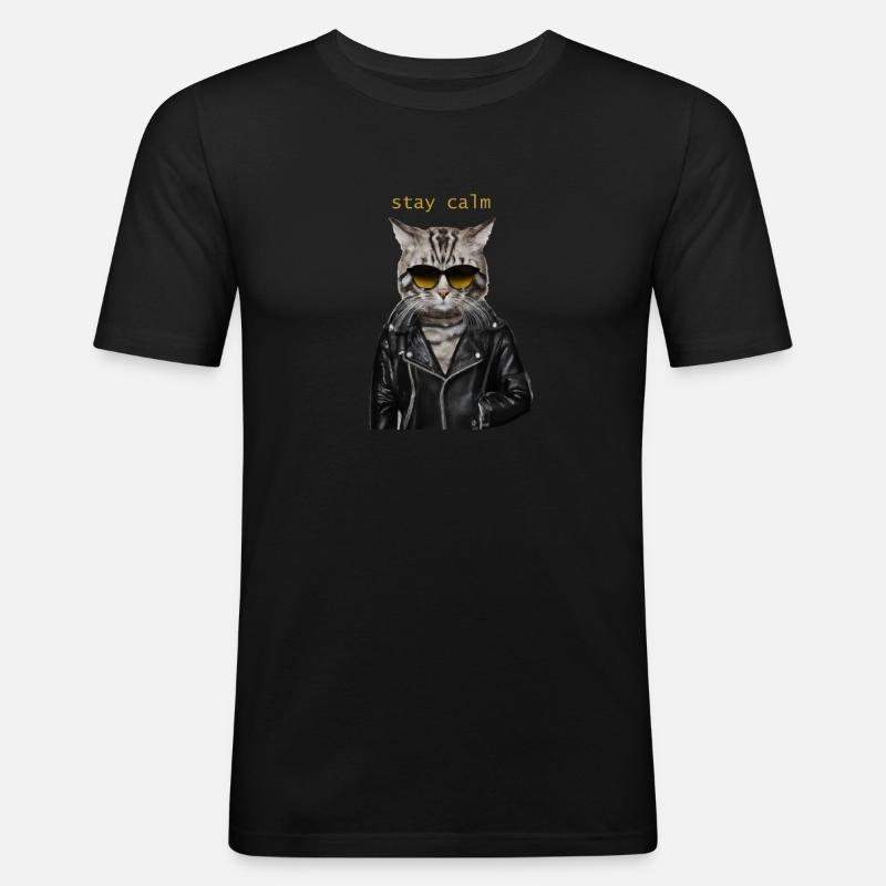 bleib locker - Männer Slim Fit T-Shirt - Schwarz