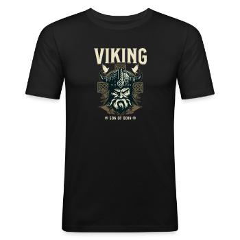 Wikinger - Sohn des Odin Design - Männer Slim Fit T-Shirt - Schwarz - Vorne - Nik (191cm)